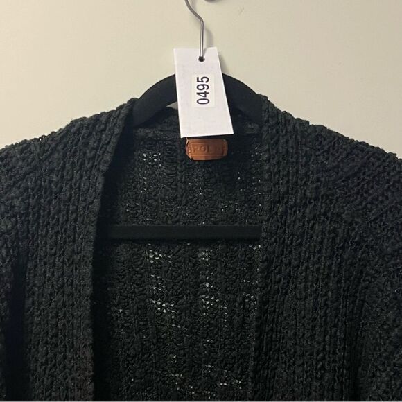 POL Black Chunky Knit Sweater Size M Patch Pockets Oversized Cozy Boho Relaxed - Picture 10 of 10